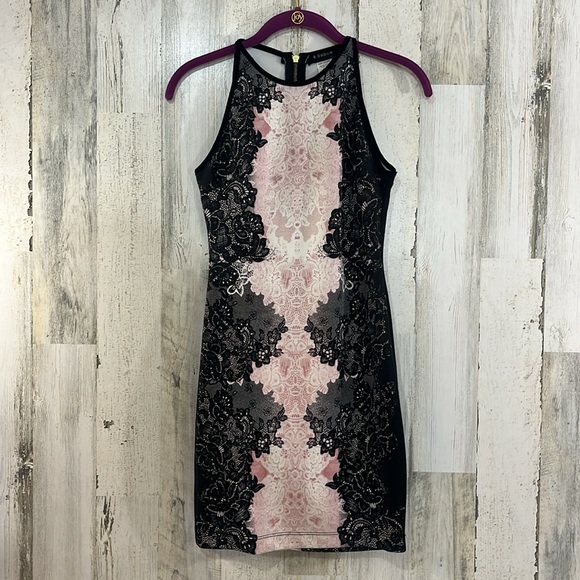 B Darlin  Womens Juniors' Printed High-Neck Bodycon Dress size 1 / 2 - Picture 4 of 13